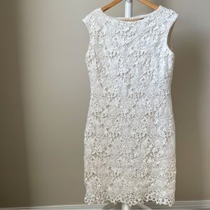 Lauren Ralph Lauren White Floral Lace Overlay Sleeveless Dress Size 12